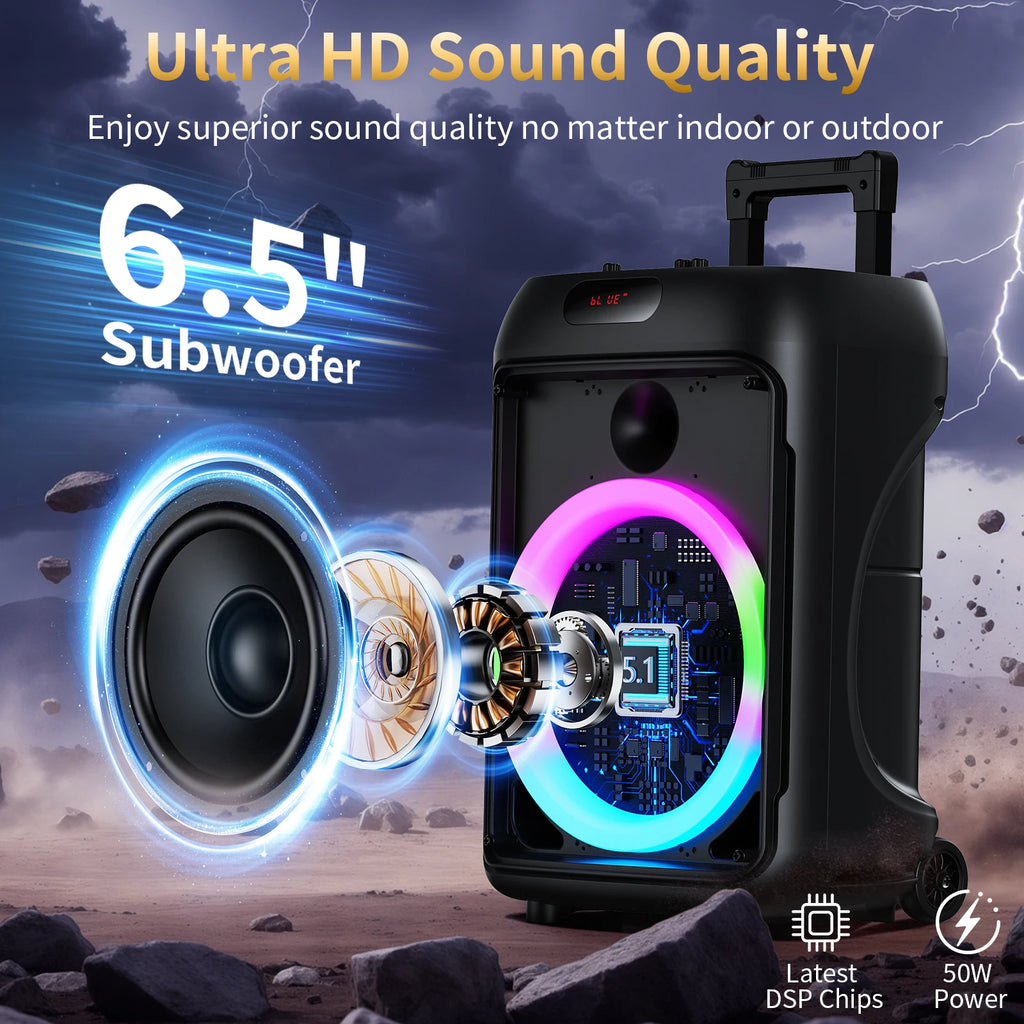 T36 Karaoke Machine 2 Wireless Microphones Big Bluetooth Party