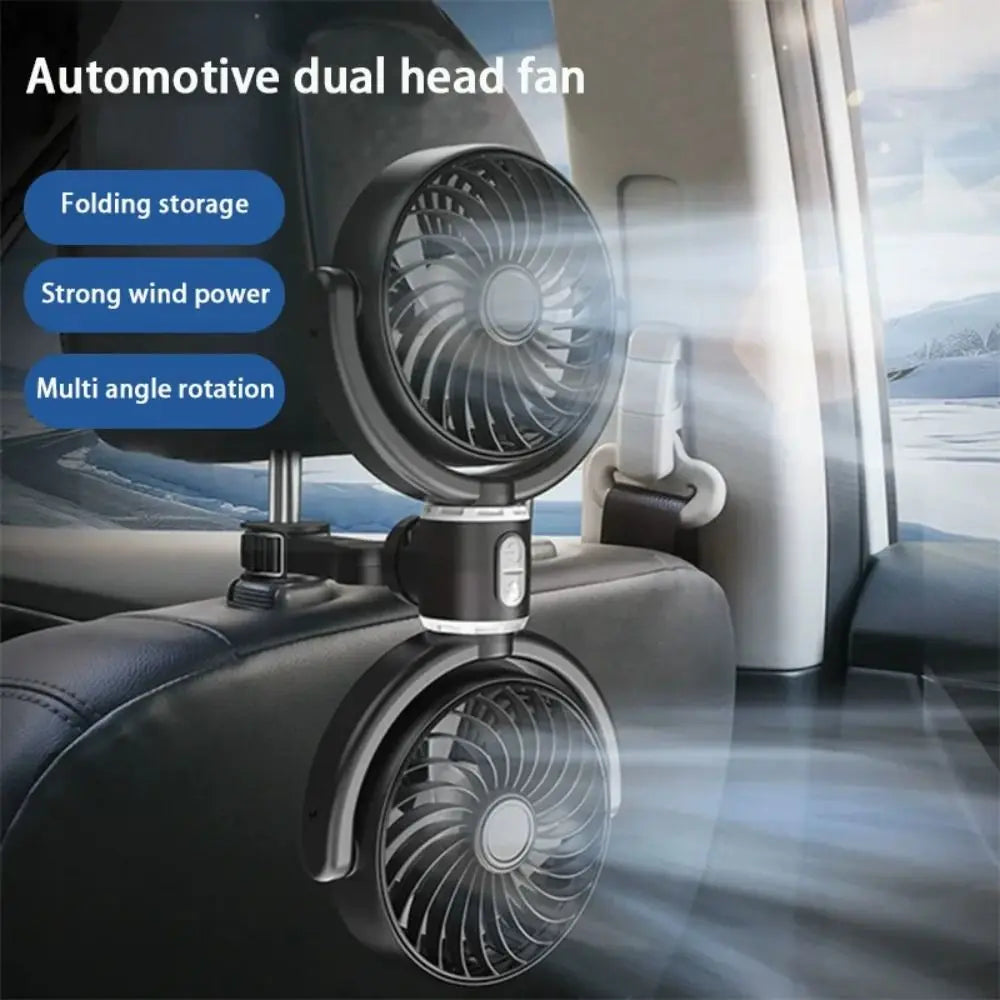 Portable 360 Rotating Car Seat Fan Quiet Powerful Double Head Cooling Zpaxo