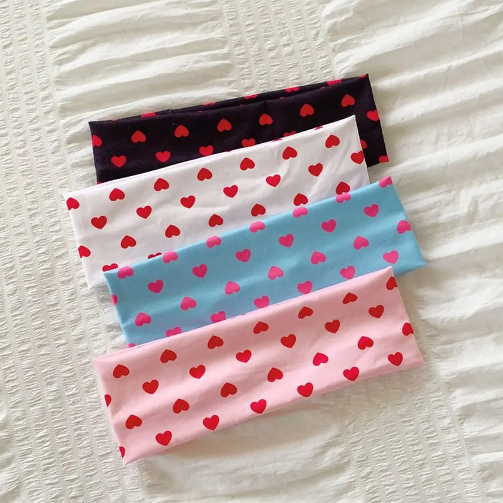 Fashion Y2K Polka Dot Headbands Elastic Love Print Wide Headbands Sweat-absorbent Sport Hairband Hair Accessories Zpaxo
