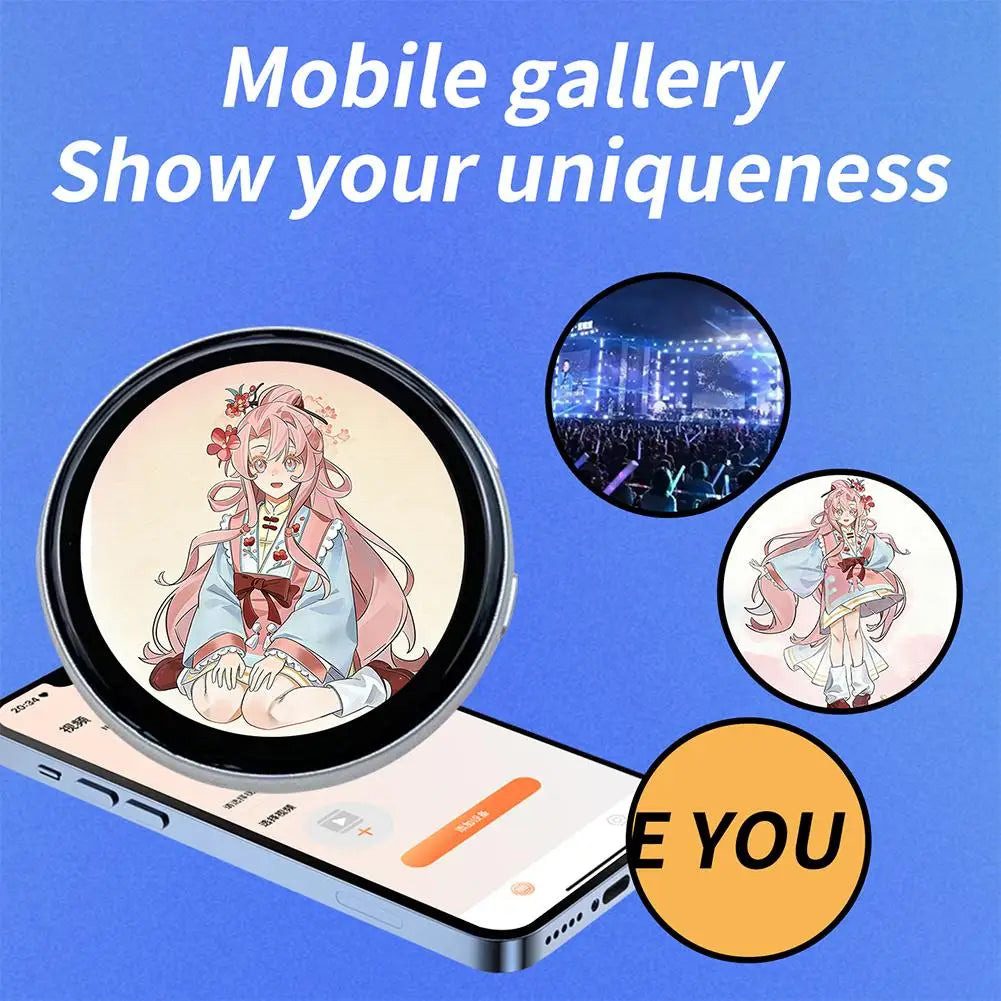 Anime E-Badge 1.85" Touch Screen LED Display Pin | Video Playback Wearable Display Badge Zpaxo