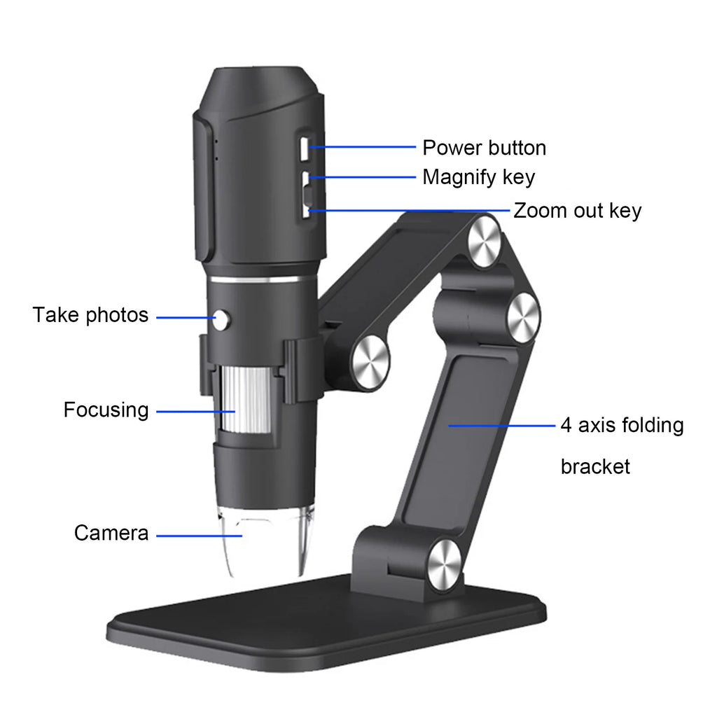 Portable Wifi Digital Microscope 50X-1600X Handheld LED Magnifier 2MP