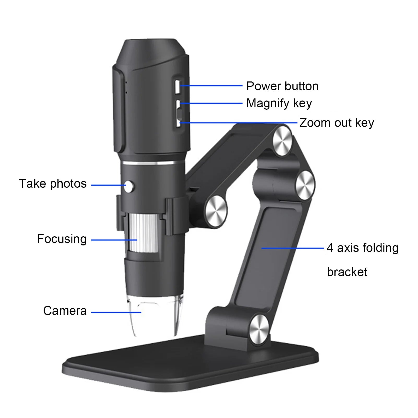 Portable Wifi Digital Microscope 50X-1600X Handheld LED Magnifier 2MP