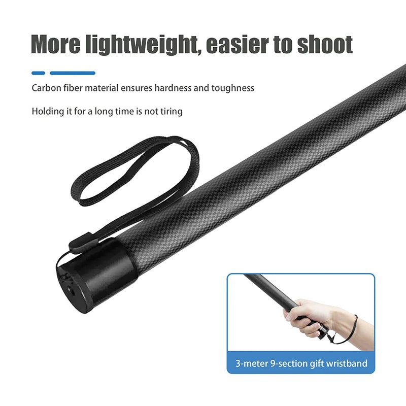 3meter Carbon Fiber Invisible Extended Edition Selfie Stick