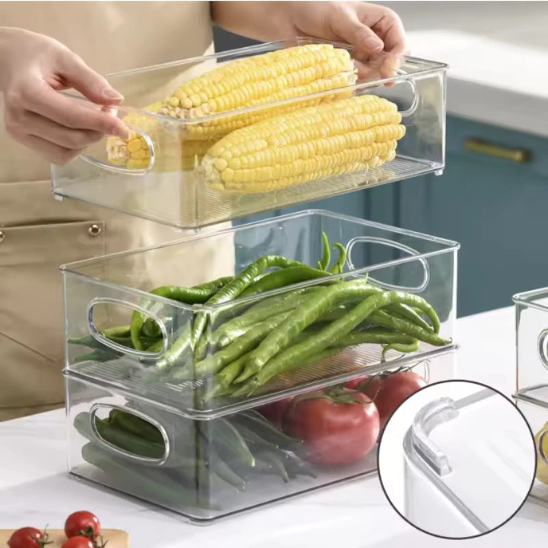 Clear Stackable Storage Organizer Box – Fridge, Kitchen & Desk Storage Organizer Box Zpaxo