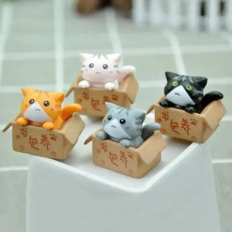4pcs Mini Cat Ornament Garden Kitten Statue Gift For Kids Children Baby Room Cute Kawaii Toy Miniature Figurines Home Decoration Zpaxo