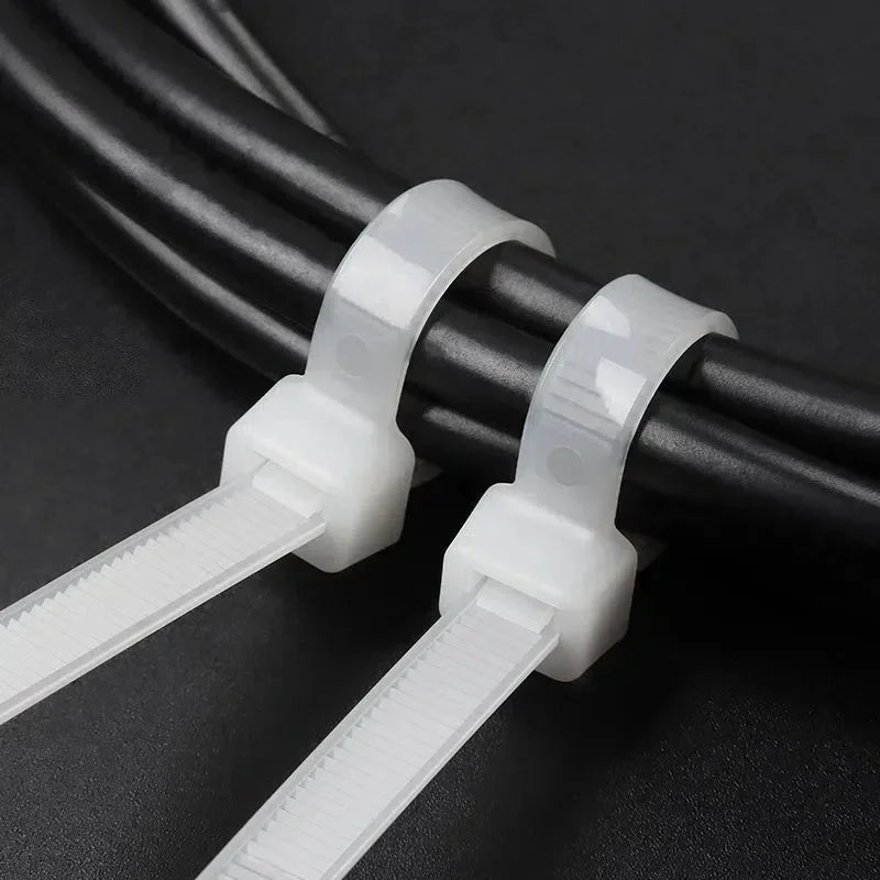 1000 Nylon Cable Ties Self-locking Cord Straps Adjustable Cables