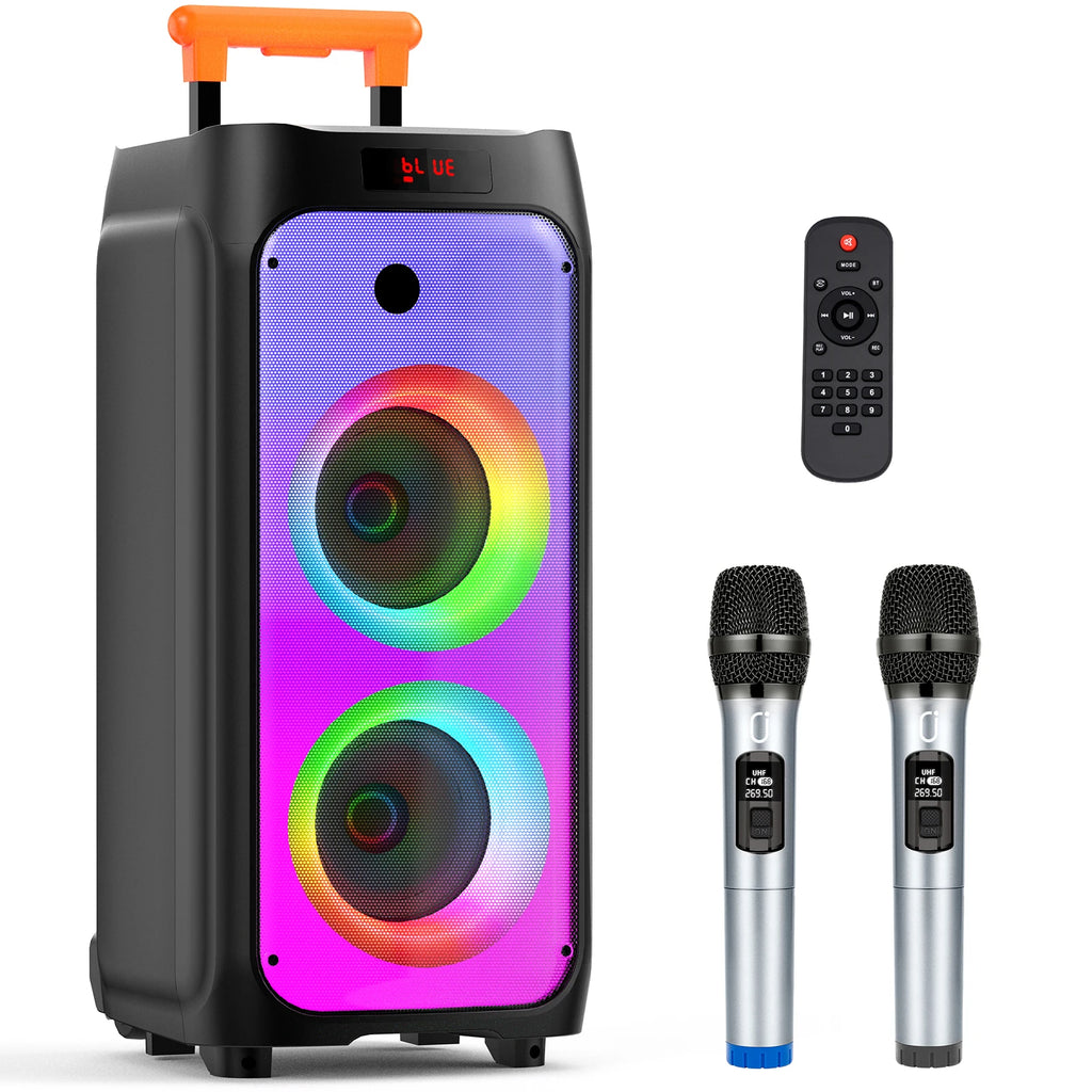 Fanfun T8 Large Bluetooth Speaker Wireless Wheels Push Rod Karaoke