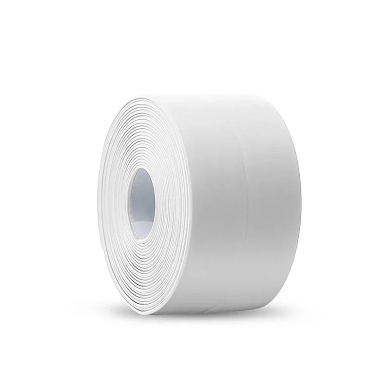 PVC Waterproof Sealing Tape Bathroom Toilet Caulk Tapes Kitchen Sink Countertop Mildew Fouling Proof Sealer Self Adhesive Strip Zpaxo White 2m 3.8MM