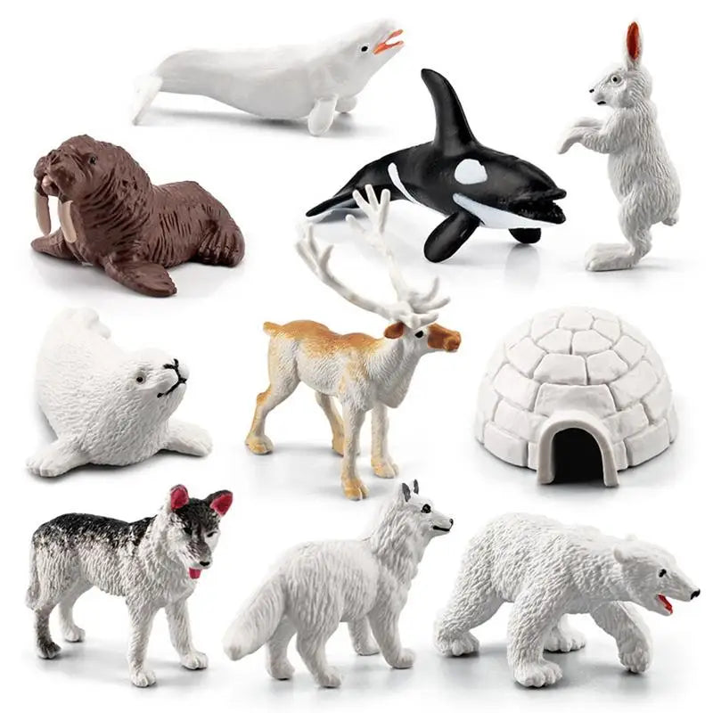26pcs 3D Polar Animal Figurines Mini Arctic Animals Toys Marine Model Set Home Decoration Arctic Bear Kids Child Bedroom Decor Zpaxo