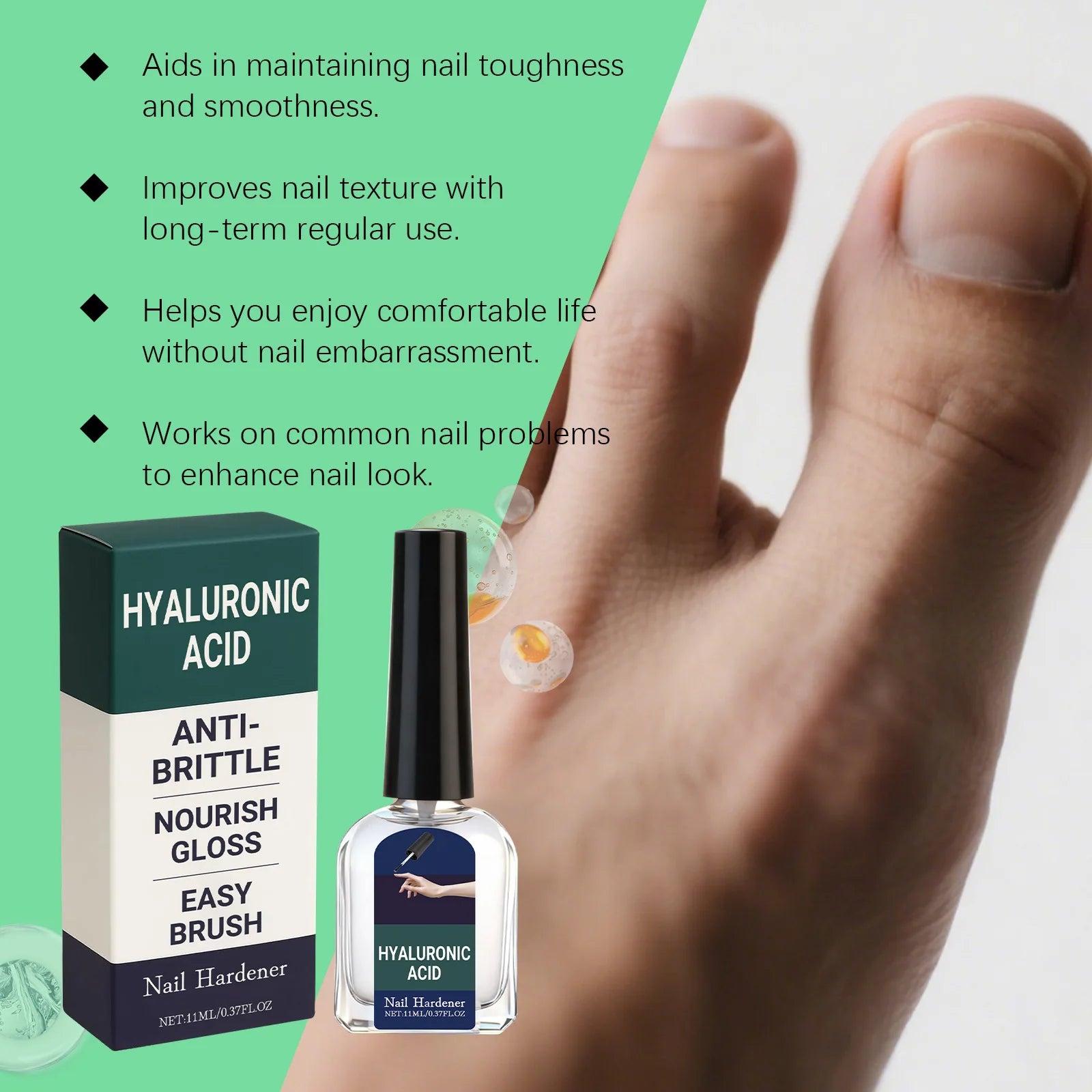 Hyaluronic Acid Nail Strengthening Drops | Nail Hardener Serum Nail Treatment Serum Zpaxo