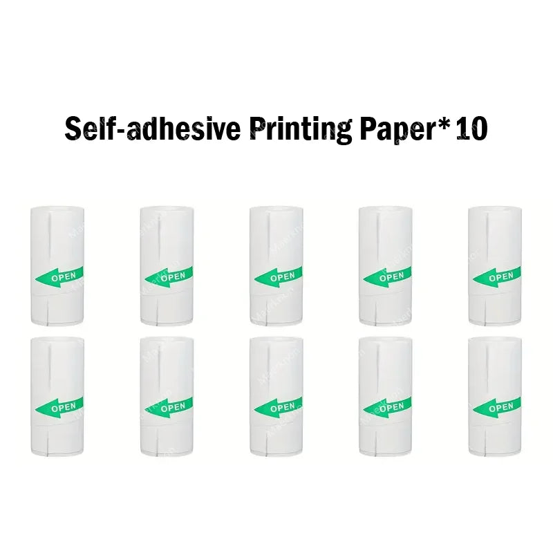 10 Roll Mini Printer Paper Self-adhesive Paper White Thermal Paper Printer Label Sticker For Wireless Photo lnkless Printer 57mm Zpaxo Self-adhesive Paper