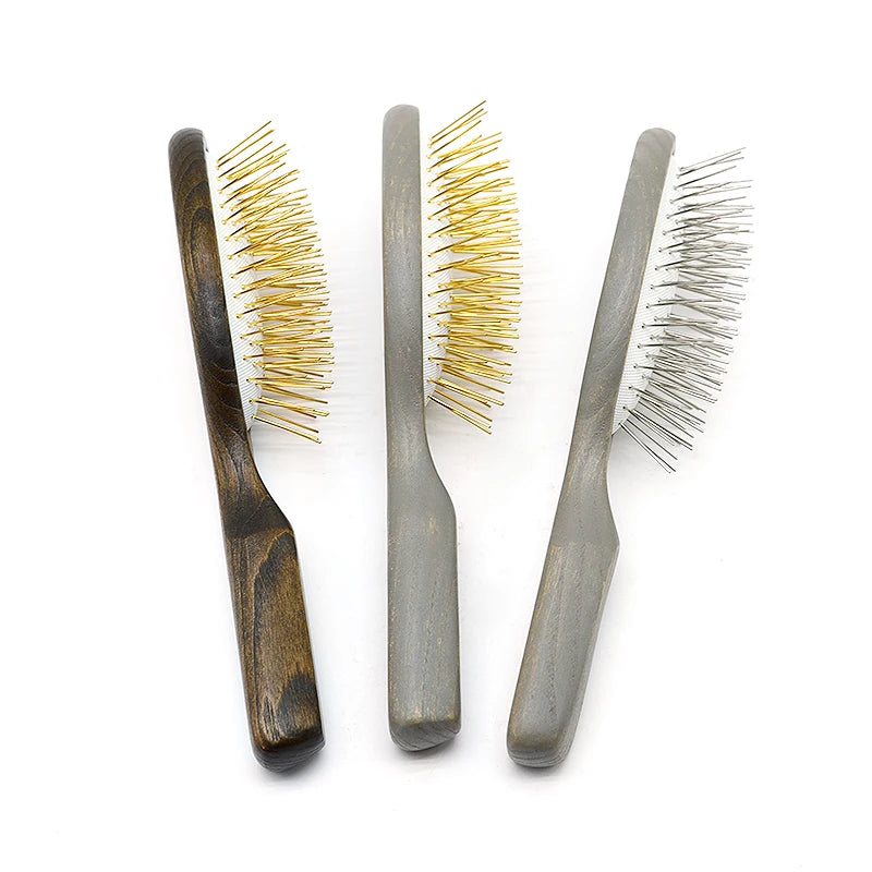 BOOMSLIFE Custom Wood Hair Brush For Women Metal Needle Hair Comb Detangle Metal Pin Wood Comb Massage Scalp Brush For Hair Care Zpaxo