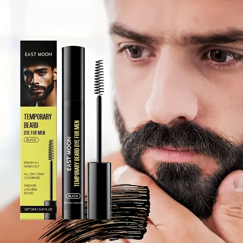 Temporary Beard Dye For Men,Natural Black Beard & Eyebrow Color Long-Lasting,Moustache Filler pen,Waterproof Beard Dyeing Pen Zpaxo
