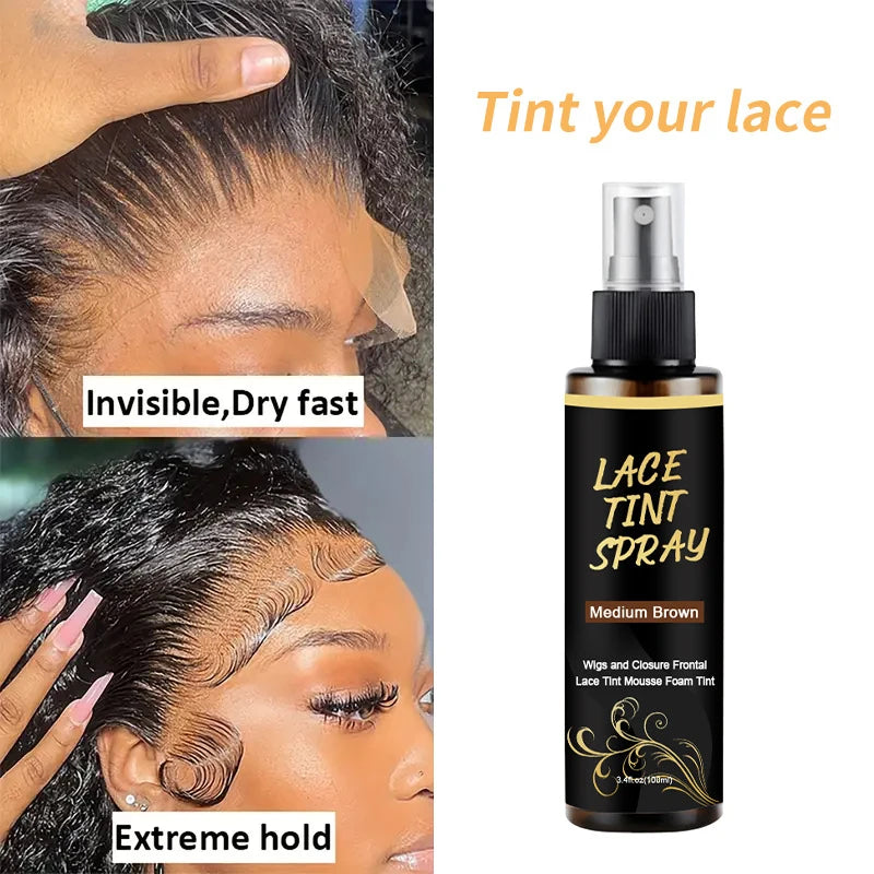 100ml Lace Melting Spray And Lace tint spray For Lace Wigs,Glueless,Natural Finishing Hold Dyed wig care spray for Women & Men Zpaxo