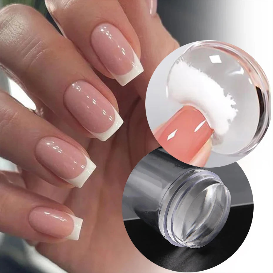 Nail Stamping Plates Pure Clear Jelly Nails Art Stamper Scraper Set Print Silicone Marshmallow Design Manicure Accessories Tool Zpaxo