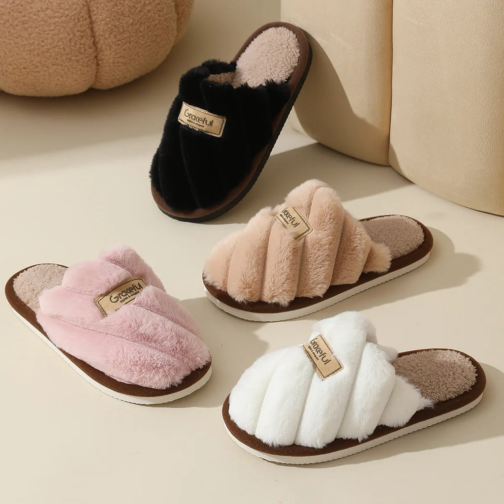 Solid Flat Heel Slippers Women Indoor Bedroom Lightweight Comfort