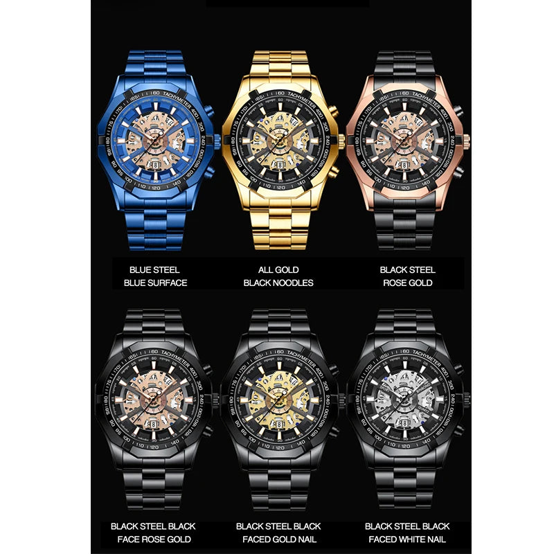 BINBONG Business Men's Watches Waterproof Calendar Luminous Fashion Quartz Watch For Man Stainless Steel Male Clock Reloj Hombre Zpaxo