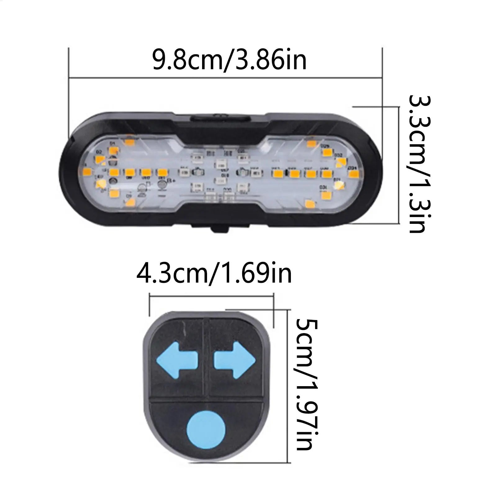 Bike Turn Signal 1200mAh Rechargeable Wireless Remote Control Safety