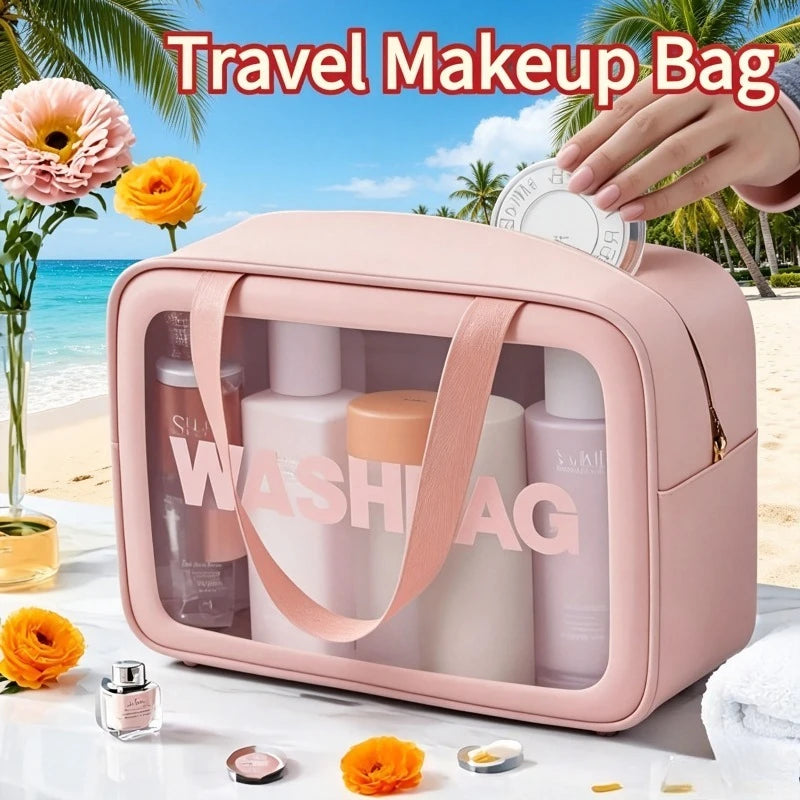 Toiletry Bag Transparent Window Spacious Easy-clean Travel Gym Daily