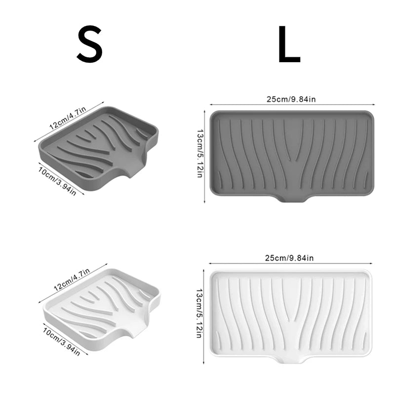 Kitchen Sink Sponge Holder Silicone Soap Dish Bar Self Draining