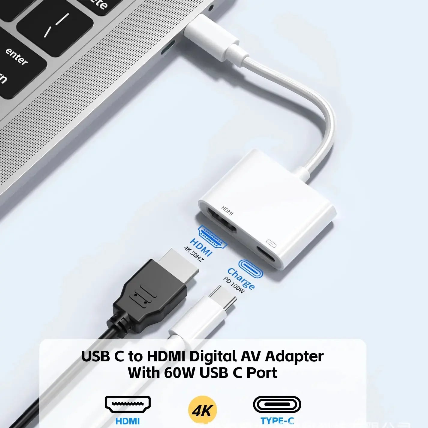 1080P HD HDMI-Compatible Projection Cable Adapter Audio Sync Screen