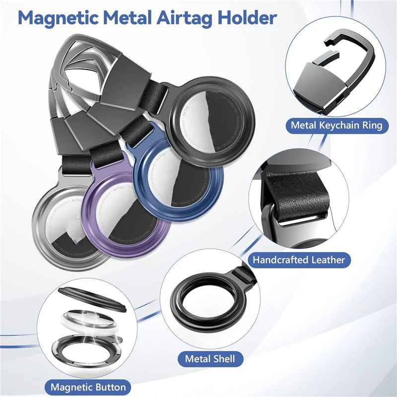 Luxury Metal Magnetic Anti-lost Keychain Holder Case Apple Airtag Air