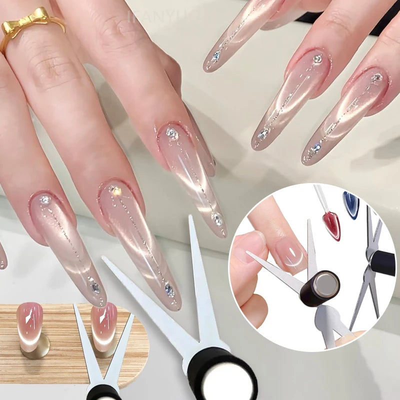 Double-head French Cat Eye Nail Magnet V-shaped Magnetic Combination