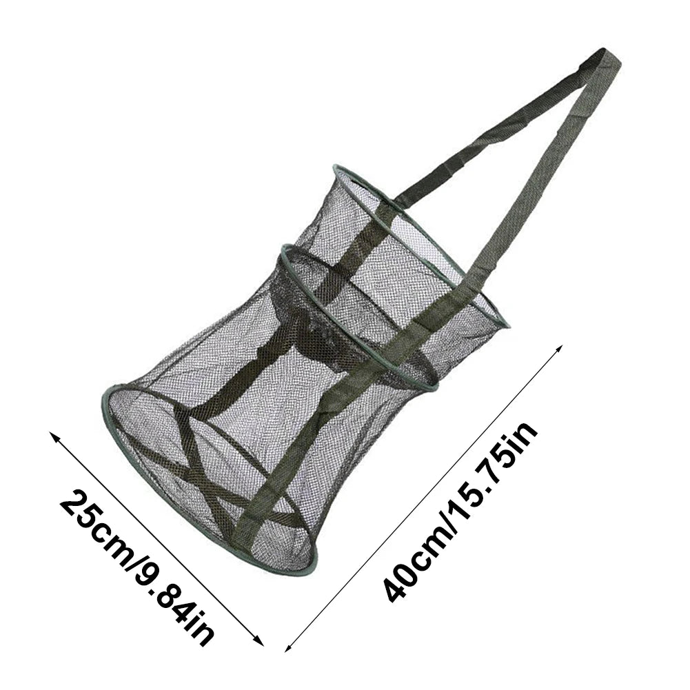 Mesh Fishing Cage Folding Fish Net Round Collapsible Trap Foldable