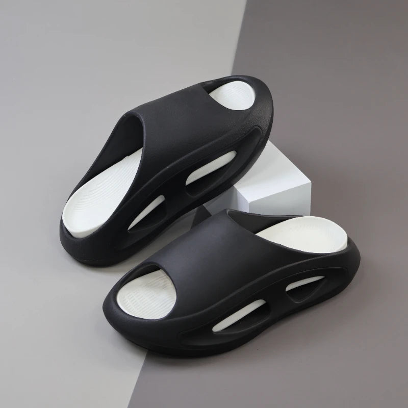 Outdoor Sports Slippers Thick Bottom Casual Beach Anti-slip Deodorant Zpaxo Black And white 42-43