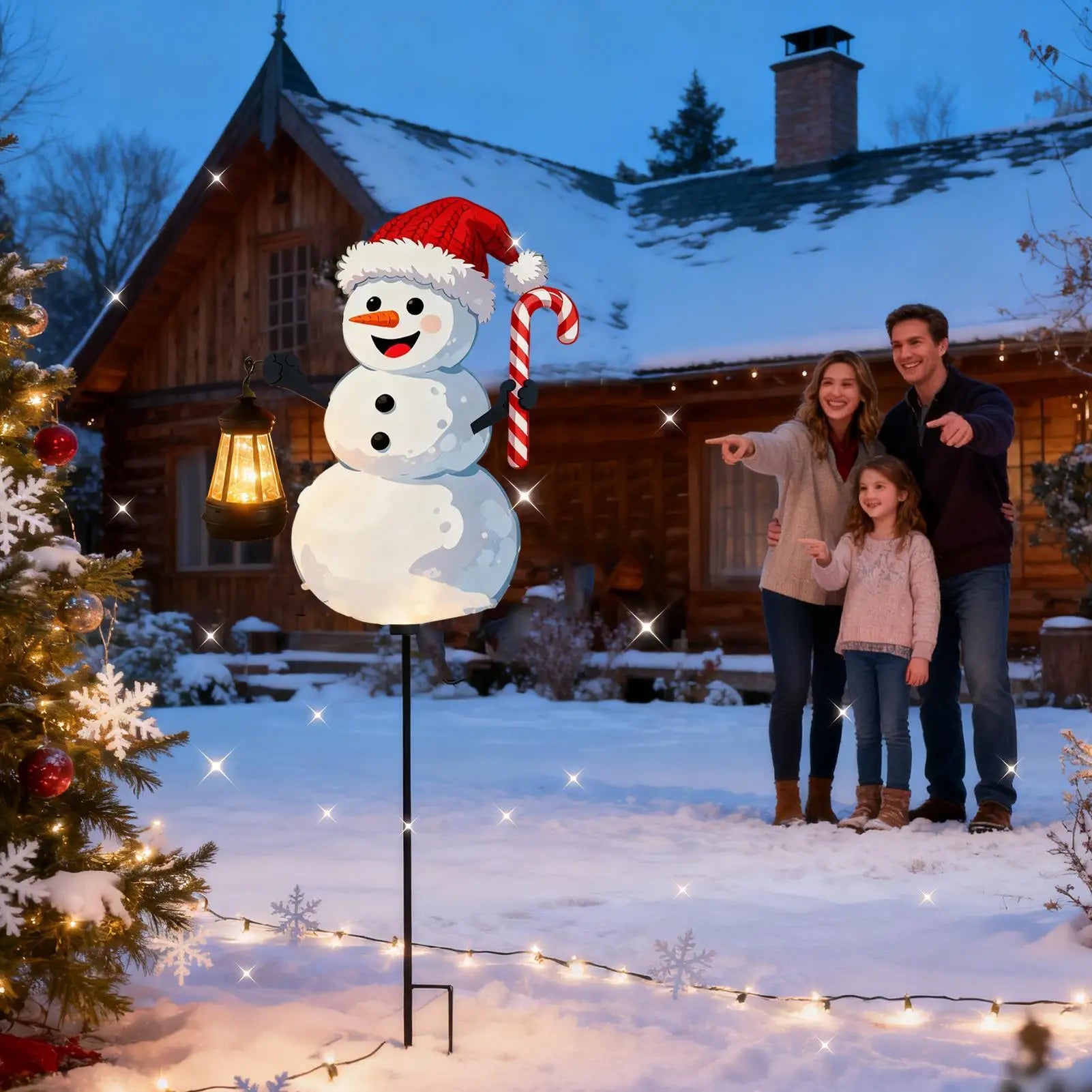 Christmas Garden Stakes LED Lighted Festival Signs Santa Holding