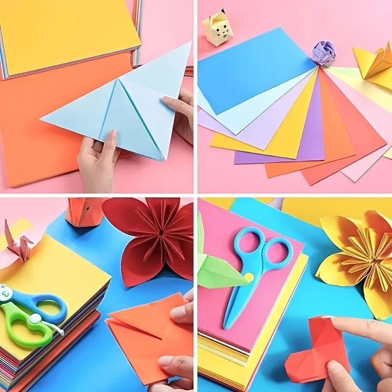 200pcs 10-Color Mixed Square Origami Paper, Handcrafted Colorful Paper for Origami & Paper Cutting, 10 Vibrant Shades Zpaxo