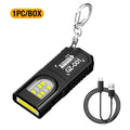 Portable Keychain LED COB Flashlight USB Rechargeable Torch Pen Clip Zpaxo 1pc black