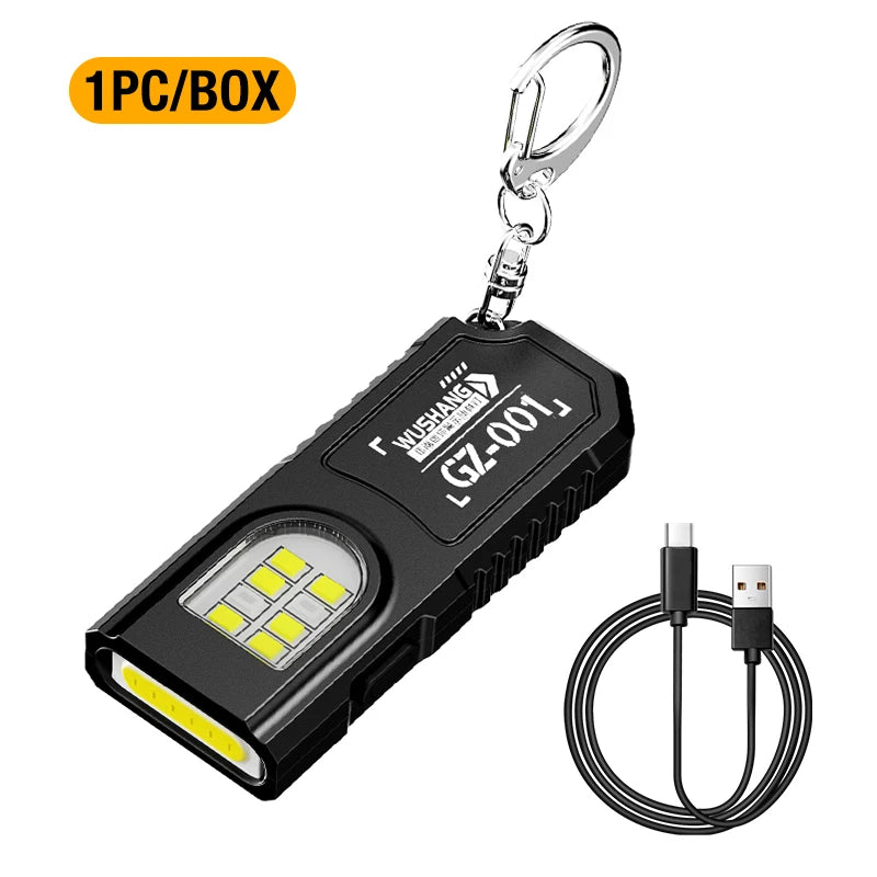 Portable Keychain LED COB Flashlight USB Rechargeable Torch Pen Clip Zpaxo 1pc black