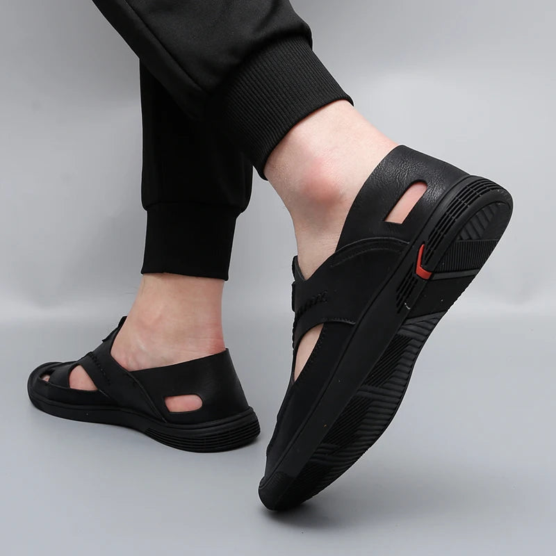 Summer Men Sandals Leather Mens Casual Shoes Outdoor Beach Roman Zpaxo