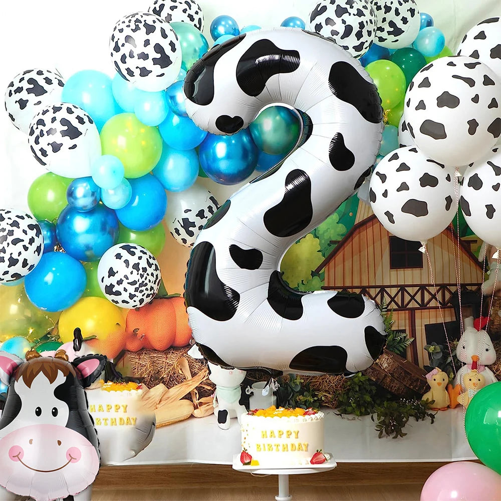 Cow Print Number Balloons 1 2 3 4 5 6 7 8 9 Figure Foil Balloon Holy