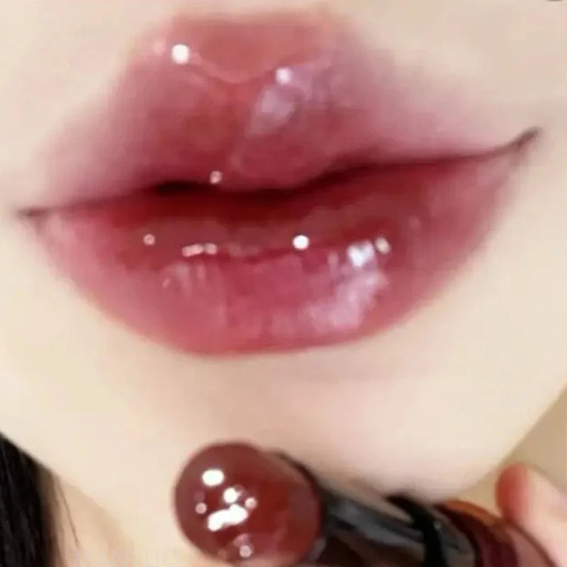 Glossy Mirror Lipstick Cherry Red Shade Moisturizing Waterproof Long