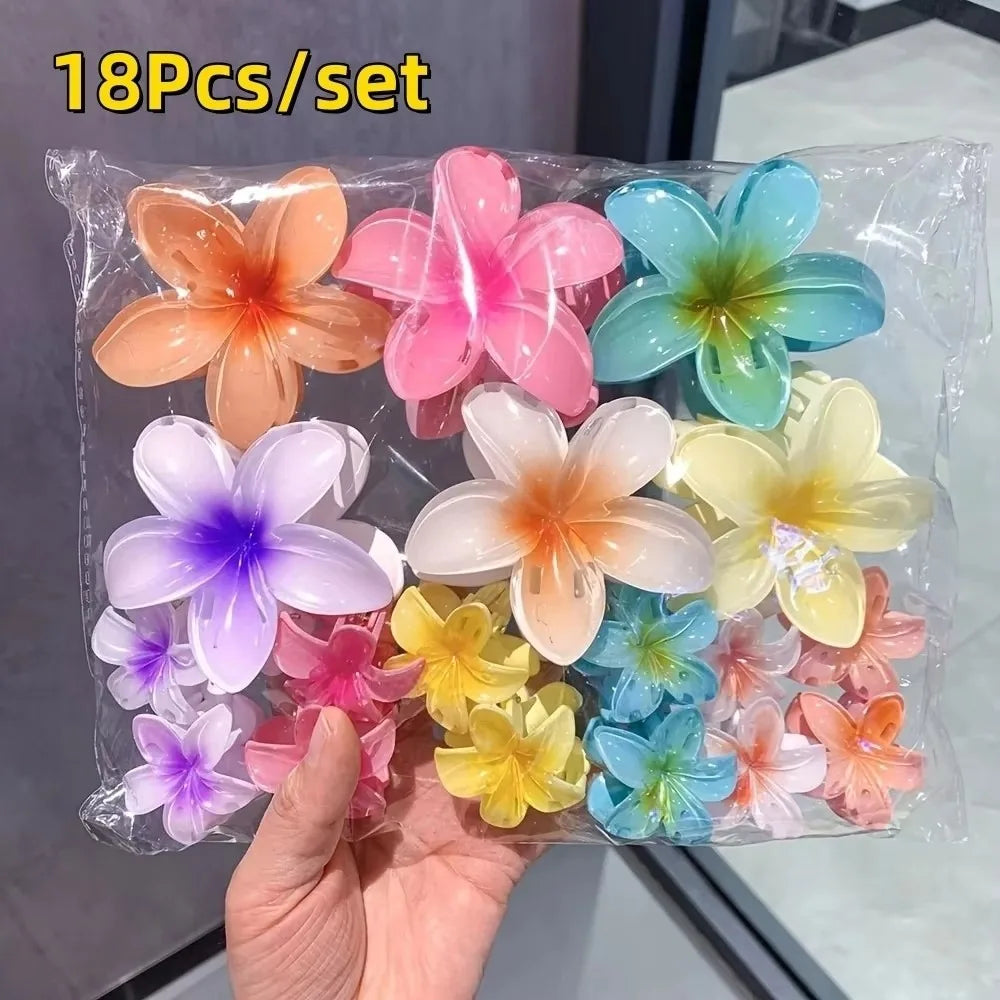 18Pcs Sweet Gradient Egg Flower Hair Clips Acrylic Barrettes Hawaiian Style Hairpins Headwear Summer Zpaxo 1