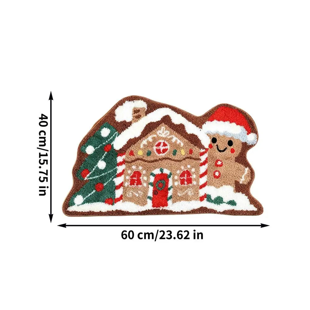 Gingerbread Doormat Christmas Welcome Mat 60x40cm Non Slip Absorbent Zpaxo A