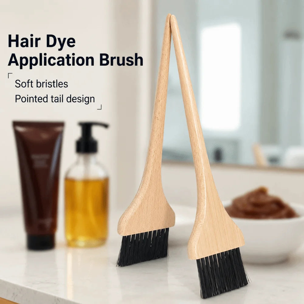 Bamboo Hair Dye Brush Wide Bristles Solid Wood Handle Salon Coloring Zpaxo