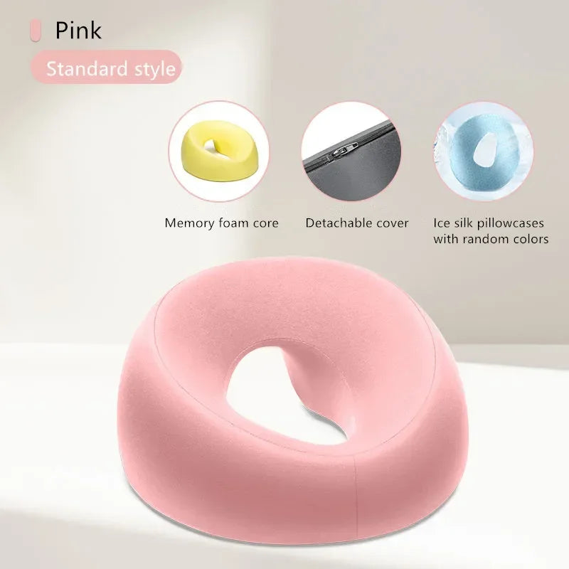 Face Down Pillow Desk Nap Pillow Prone Resting Comfort Memory Foam Ergonomics Home Massage Headrest for Beauty Salon Zpaxo Pink