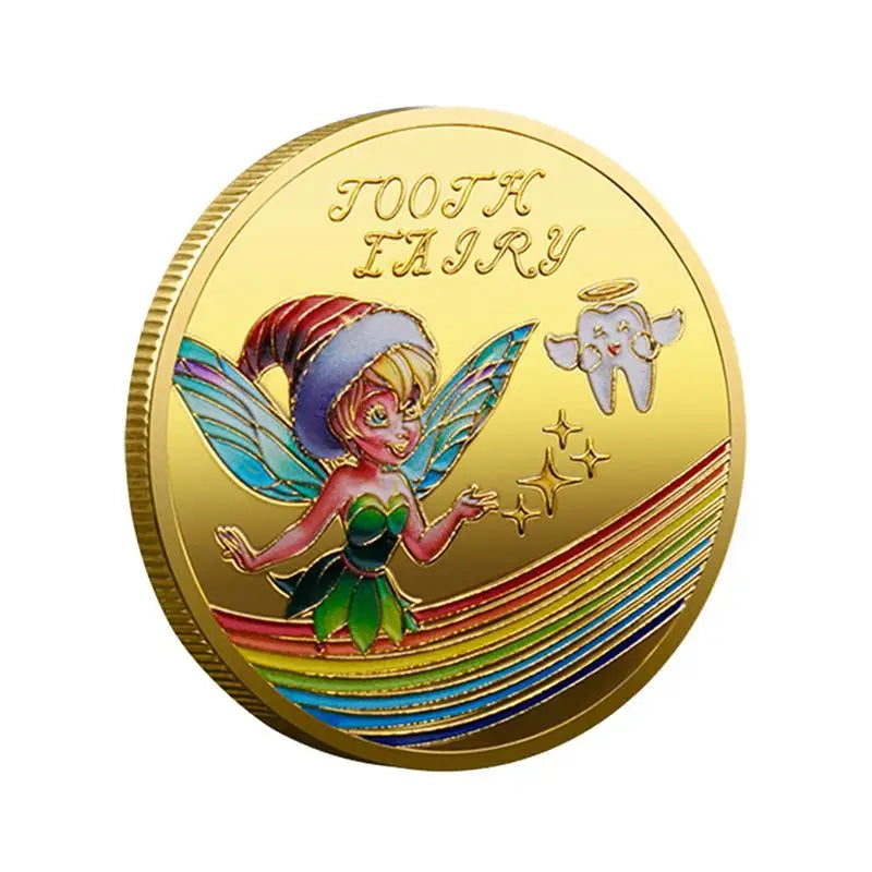 Tooth Fairy Gold Plated Commemorative Coin Creative Kids Tooth Change Gifts Physical Metal Coin Crypto Commemorative Coin Zpaxo