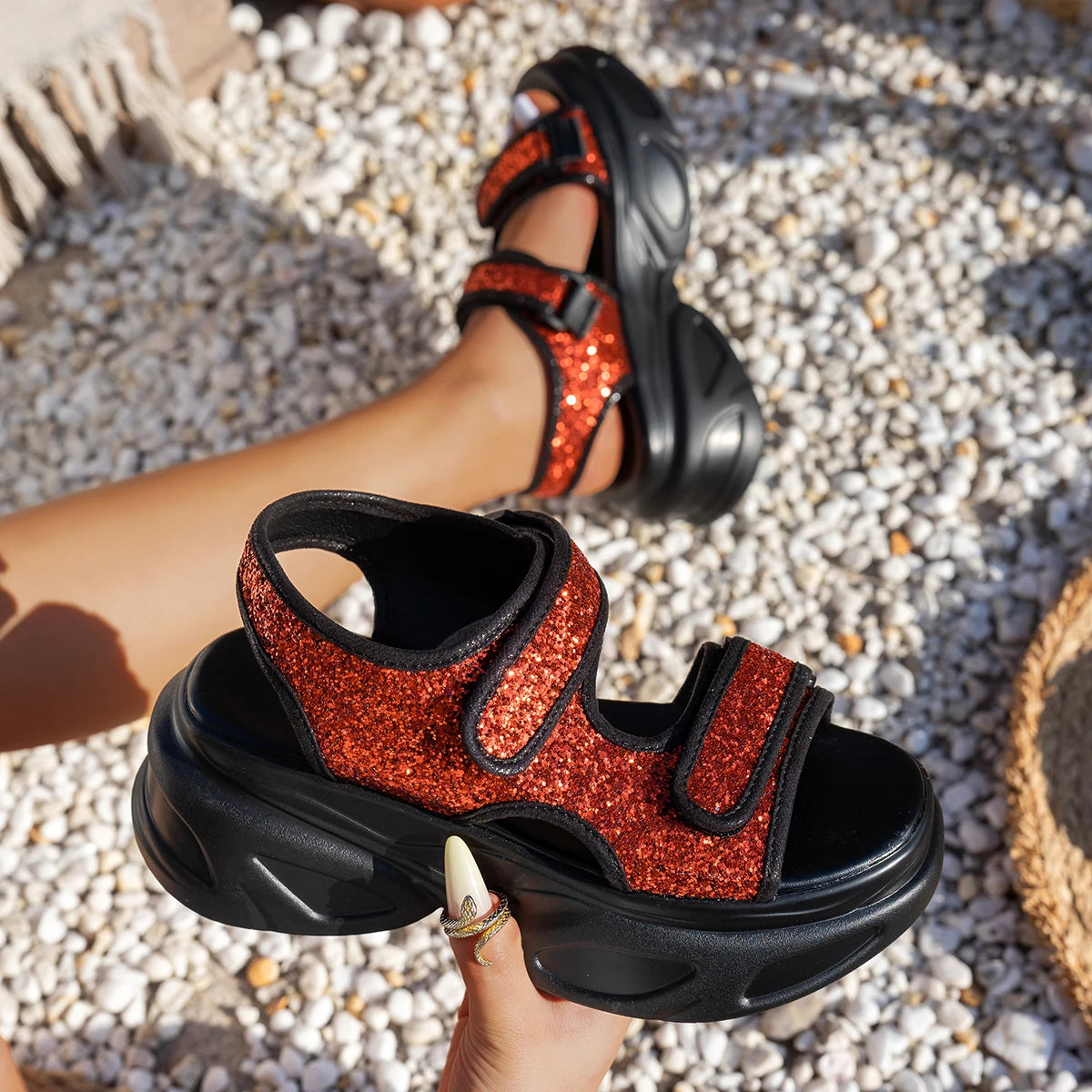 Women Sandals Summer Fashionable Versatile Shoes Women Plus Size Thick Sole Sandals Sponge Cake Increase Casual Sports Shoes Zpaxo