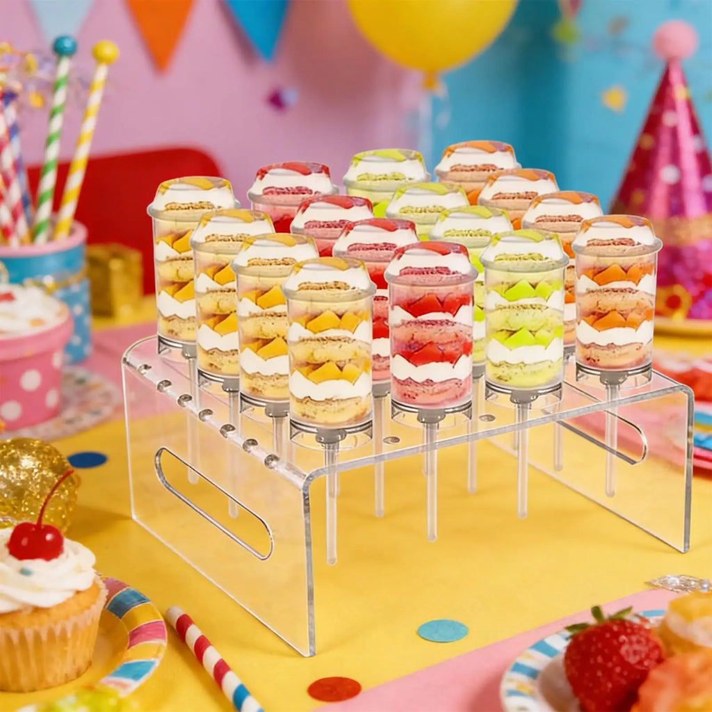 Cake Push Pop Containers Dessert Tubes Push Up Pop Containers with Stand & Lid for Home Dining Room Wedding Birthday Party Zpaxo