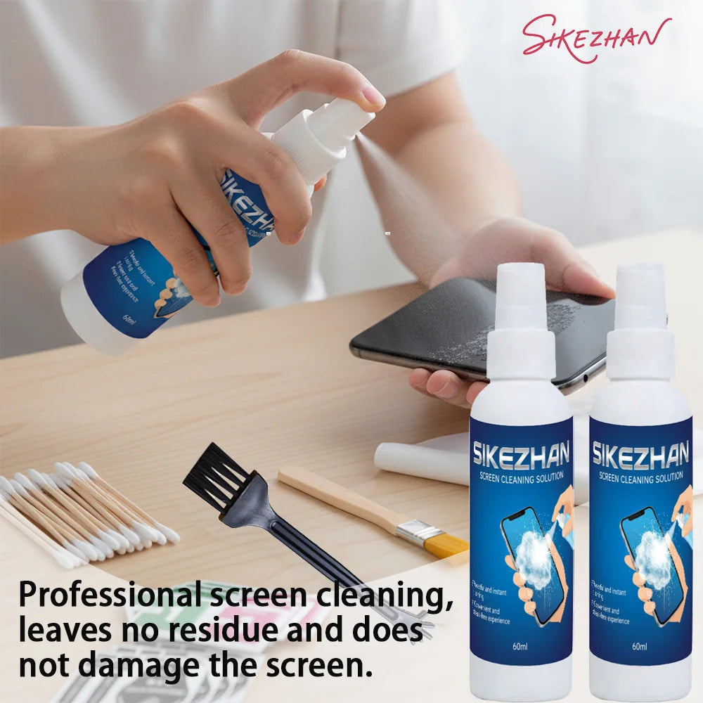 60ml Screen Cleaner Set, 6-in-1 Professional Tool, Suitable for All Screens, Quick Drying Without Marks, Safe and Efficient Zpaxo