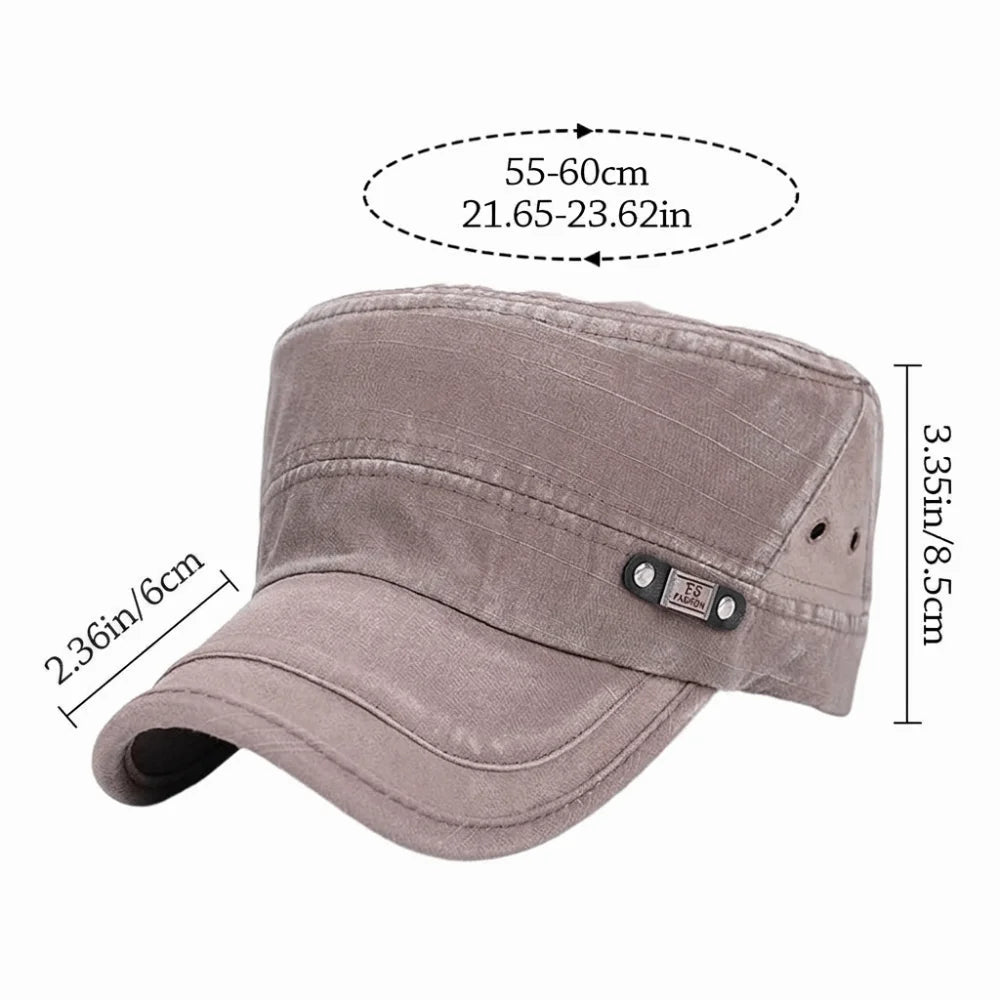 Fashion Anti-UV Fishing Hat Cotton Adjustable Sun Hat Retro Outdoor Sunscreen Flat Top Hat Men Women Zpaxo