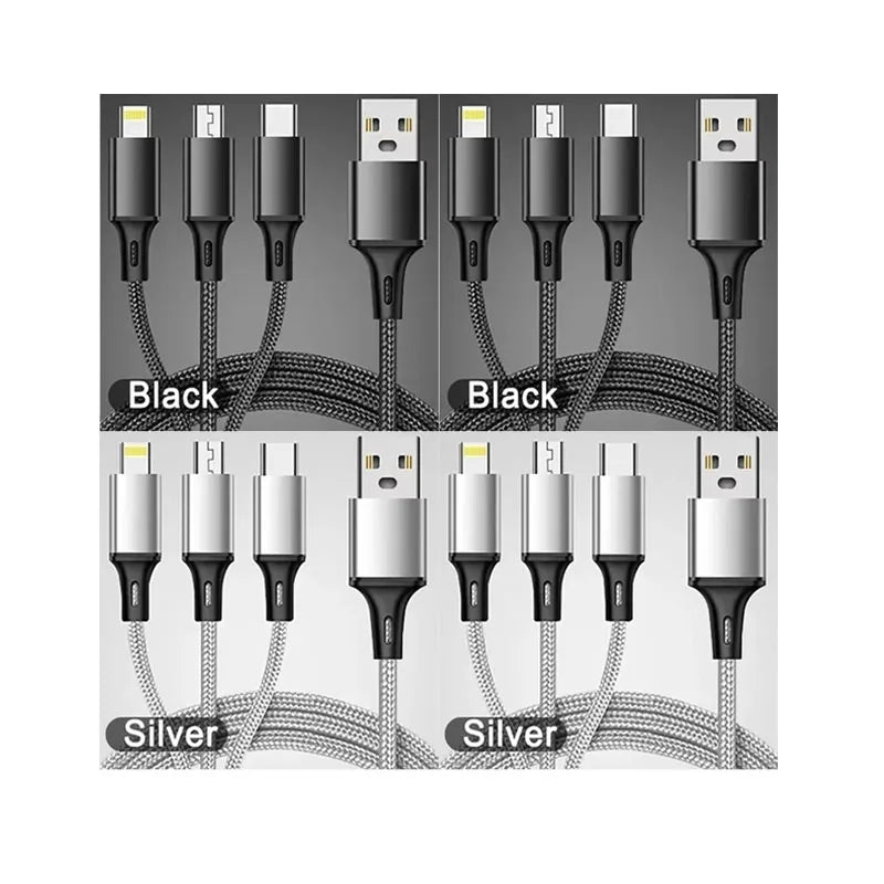 3-in-1 Fast Charging Cable USB-C Micro USB Lightning 1.2m