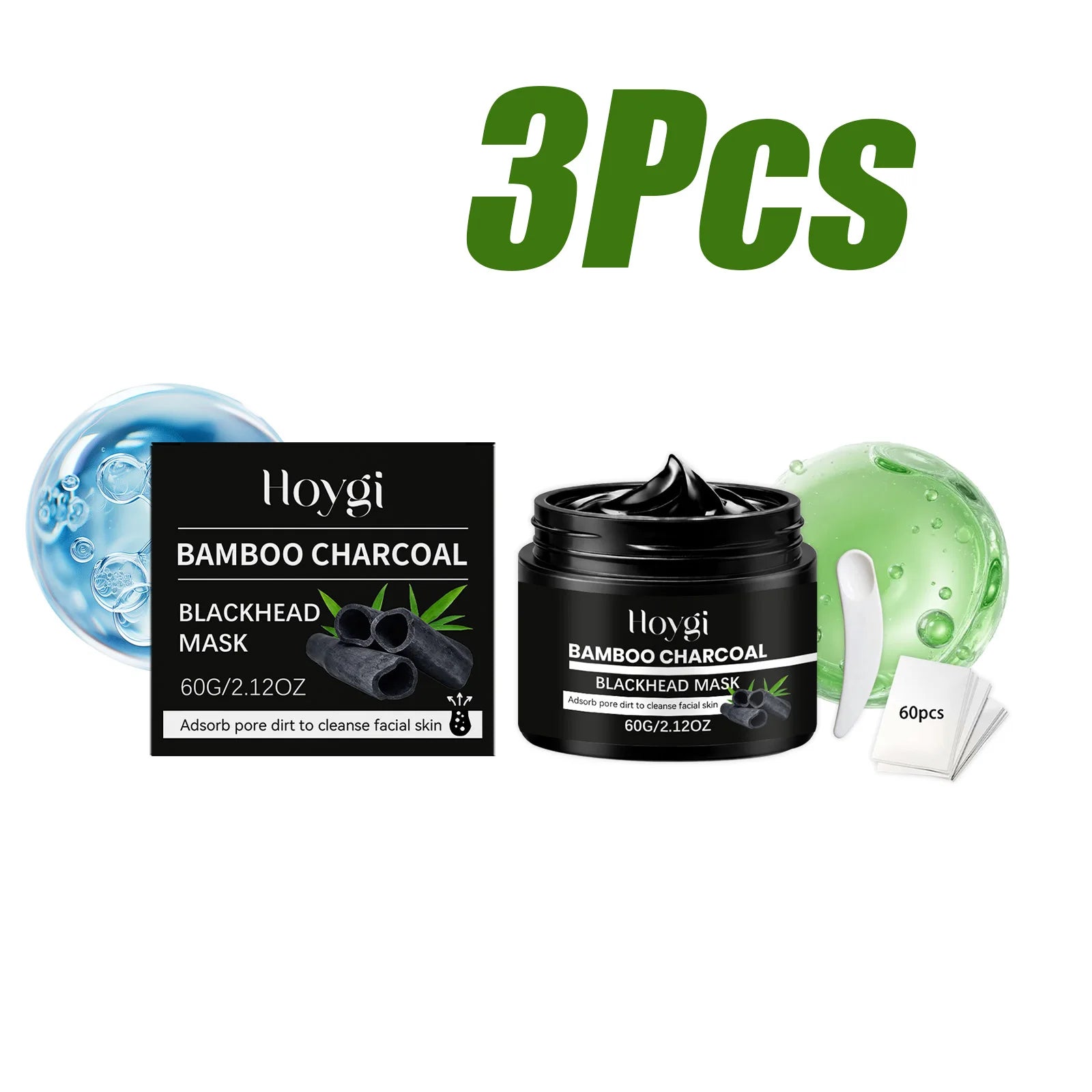 Hoygi Bamboo Charcoal Blackhead Peel-Off Mask | 60 Nose Strips Peel-Off Face Mask Zpaxo 3Pcs