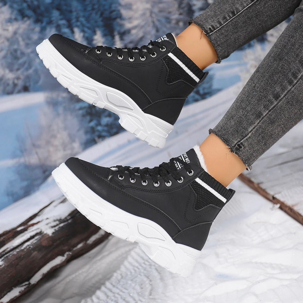 Women Snow Boots Waterproof Platform Sports Ankle Boots Winter Warm High Top Cotton Shoes Fashion Height Increased Boots Women Zpaxo