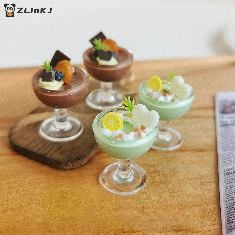 ▶1Pcs Cute Christmas Gingerbread Man Miniature Dollhouse Fruit Ice Cream Mini Ice Drink For Xmas Kids Gift DIY Dolls Accessories Zpaxo