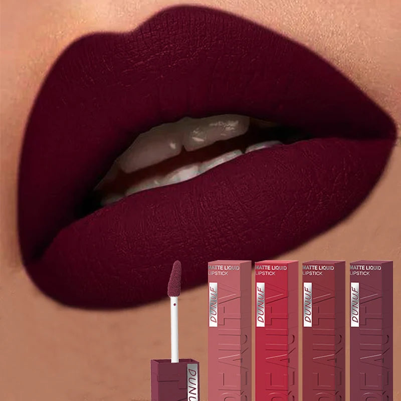 4Pcs/set Long Lasting Matte Velvet Lip Gloss Nude Waterproof Sweatproof Non Smudge Lightweight Texture Create Sophisticated Lip Zpaxo